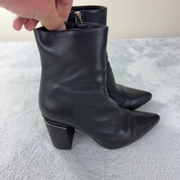 Alexander Wang Sleek Black Heeled Leather Boots Size 7 US - Picture 2 of 16